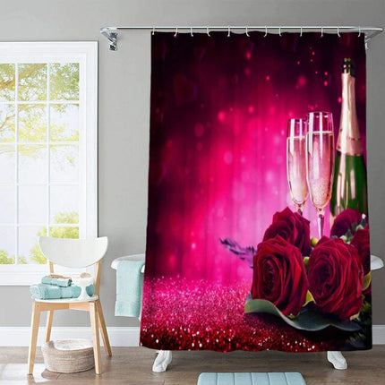 Różowa zasłona prysznicowa 3D w stylu Zen