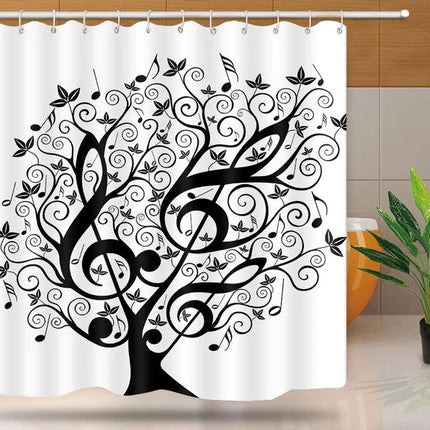 Zasłona prysznicowa muzyczne drzewo nuty
