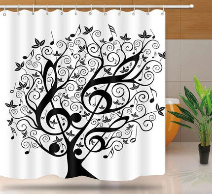 Zasłona prysznicowa muzyczne drzewo nuty