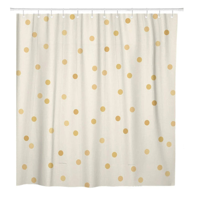 Beżowa zasłona prysznicowa w złote kropki