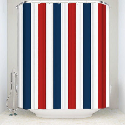 Zasłona prysznicowa w niebiesko-biało-czerwone pasy