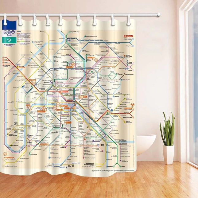 Zasłona prysznicowa z mapą metra Paryża