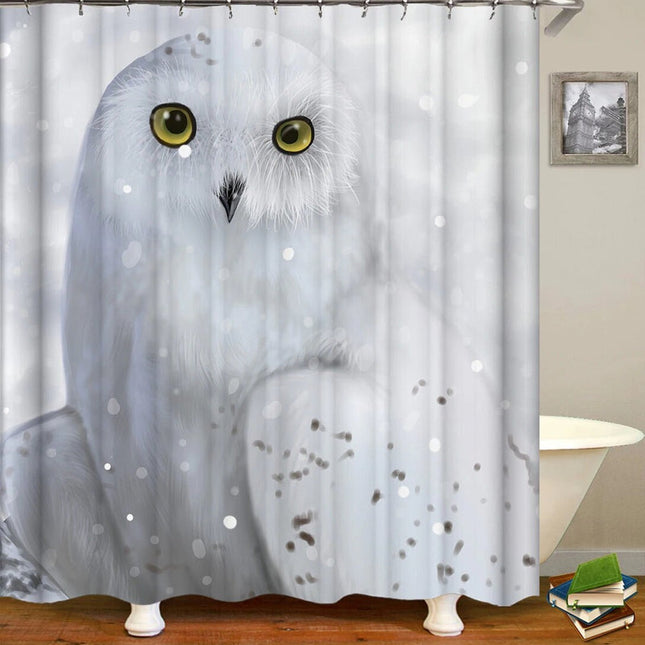 Zasłona prysznicowa z białą sową