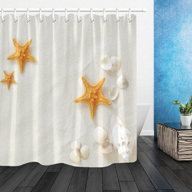 Biała zasłona prysznicowa z muszelkami