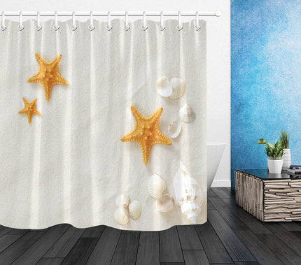 Biała zasłona prysznicowa z muszelkami