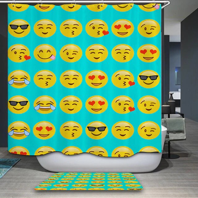 Zasłona prysznicowa we wzory emoji