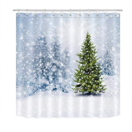 Zasłona prysznicowa z zimowym lasem