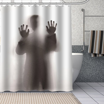 Zasłona prysznicowa z cieniem mężczyzny