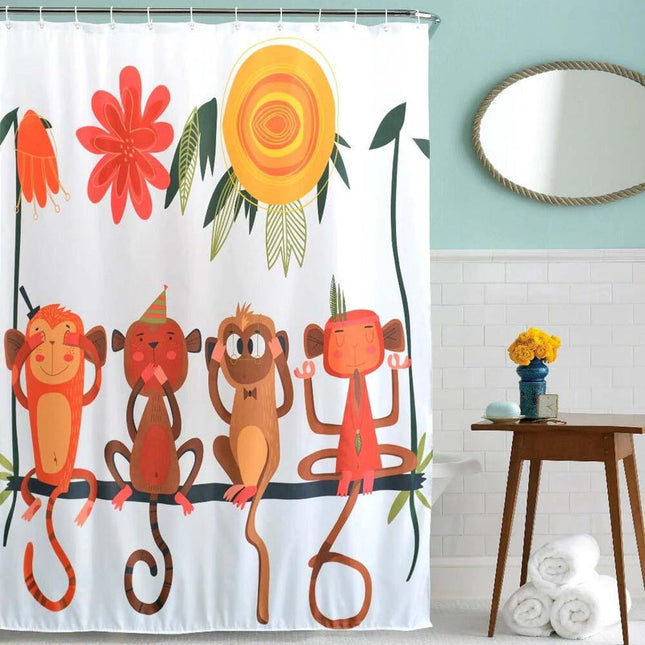 Zabawna zasłona prysznicowa z małpkami