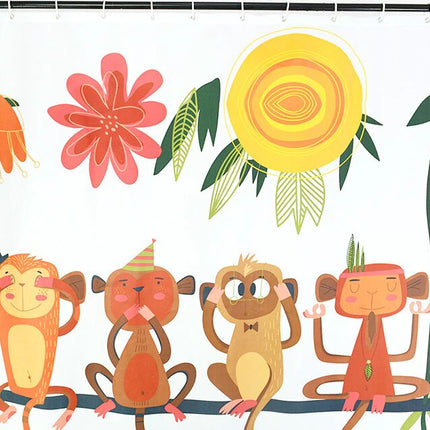 Zabawna zasłona prysznicowa z małpkami