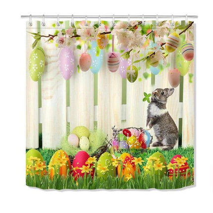 Wielkanocna zasłona prysznicowa z zajączkiem