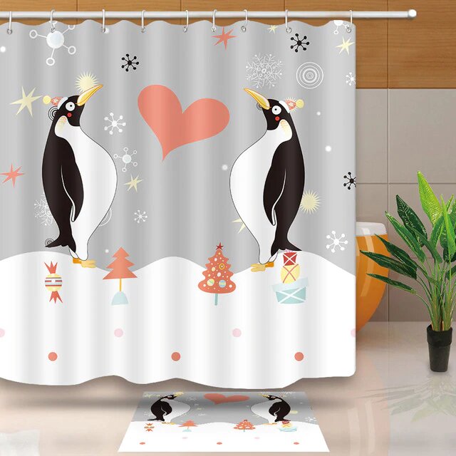 Zasłona prysznicowa ze słodkimi pingwinami