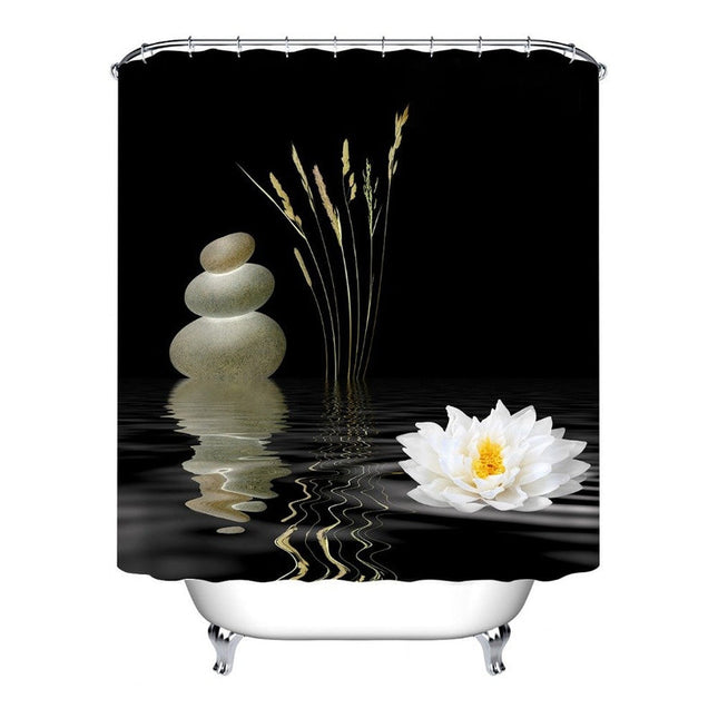Czarna zasłona prysznicowa w stylu Zen