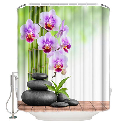 Różowa zasłona prysznicowa Zen orchidea