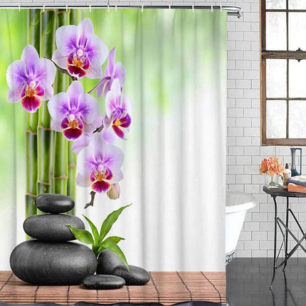 Różowa zasłona prysznicowa Zen orchidea