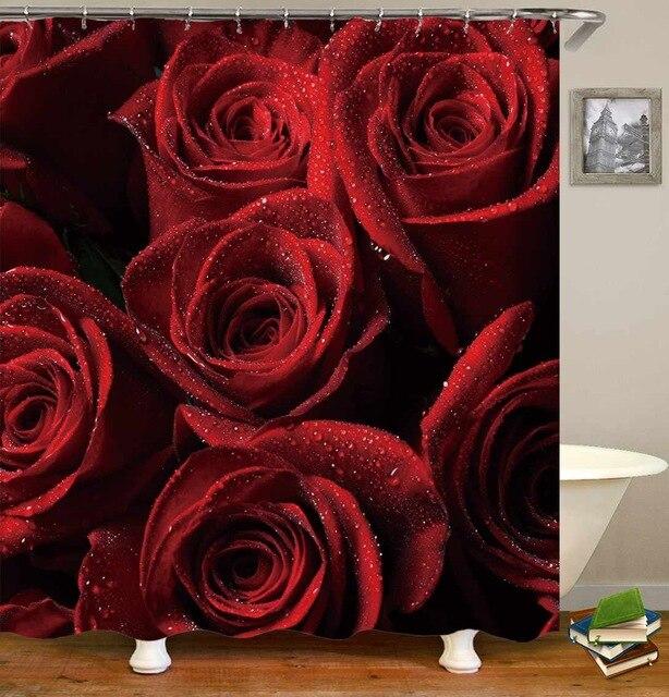 Zasłona prysznicowa 3D z motywem róż