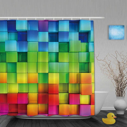 Tęczowa zasłona prysznicowa z efektem 3D