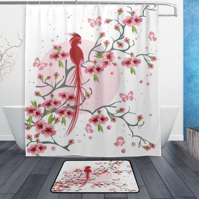 Azjatycka zasłona prysznicowa kwiat wiśni