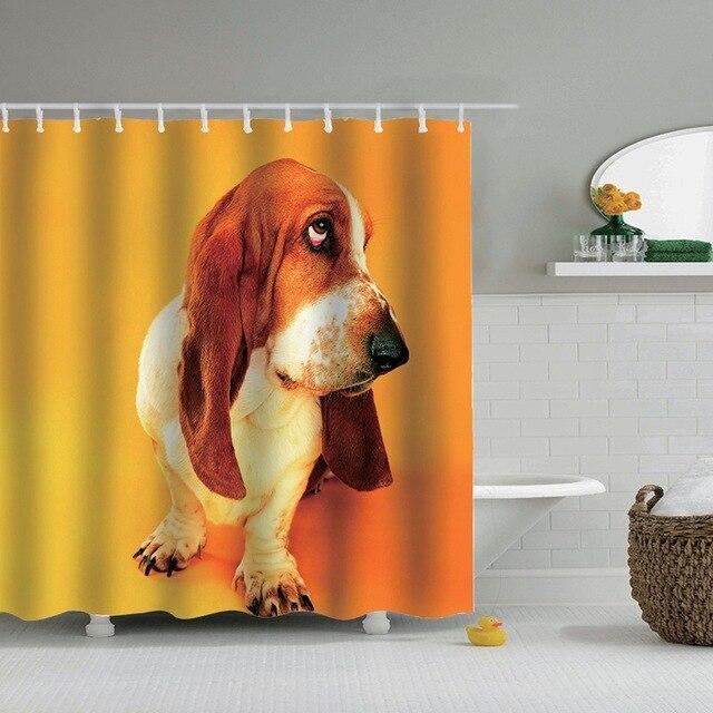 Zasłona prysznicowa z psem basset hound