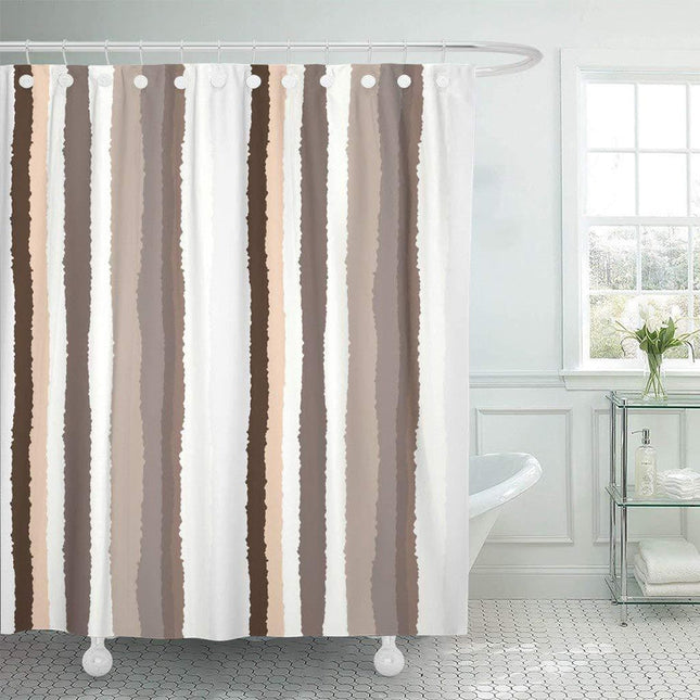 Zasłona prysznicowa w beżowo-białe pasy