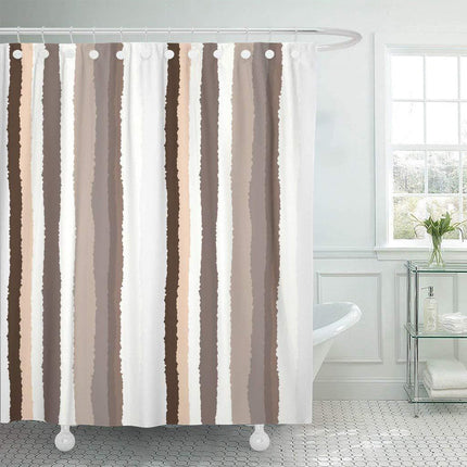 Zasłona prysznicowa w beżowo-białe pasy