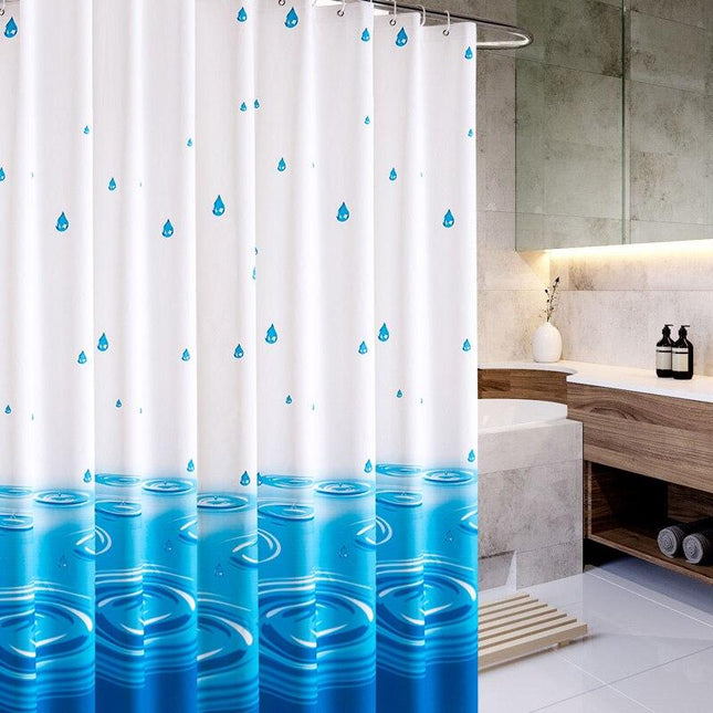 Biało-niebieska zasłona prysznicowa w krople