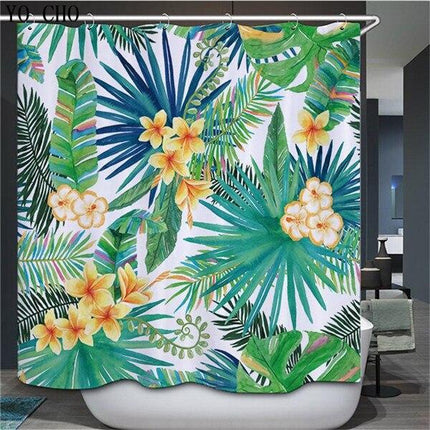 Niebiesko-zielona zasłona w tropikalne liście