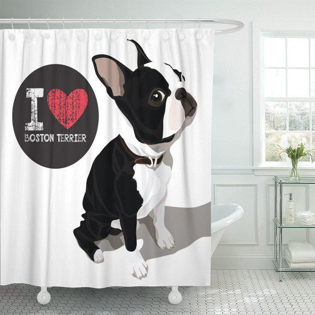 Zasłona prysznicowa z psem boston terrier