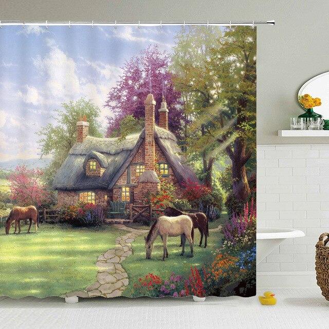 Zasłona prysznicowa z wiejskim pejzażem