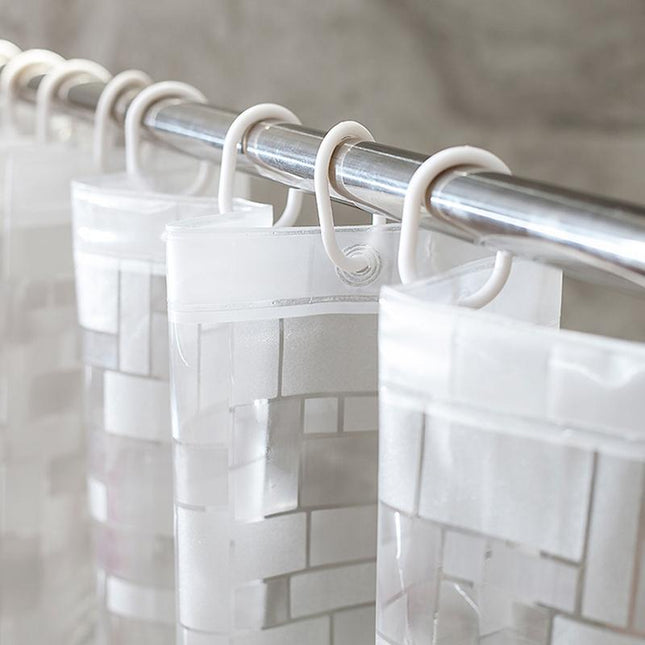 Zasłona prysznicowa w geometryczne kwadraty