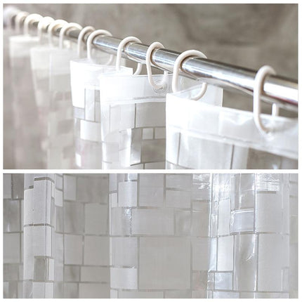 Zasłona prysznicowa w geometryczne kwadraty