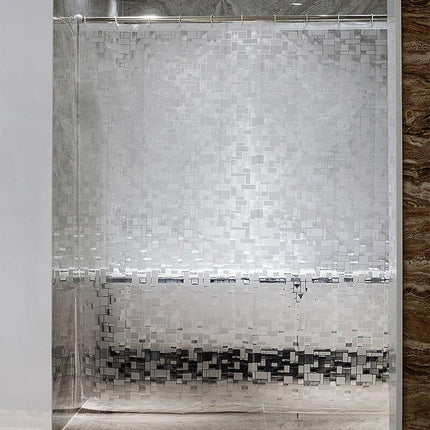 Zasłona prysznicowa w geometryczne kwadraty
