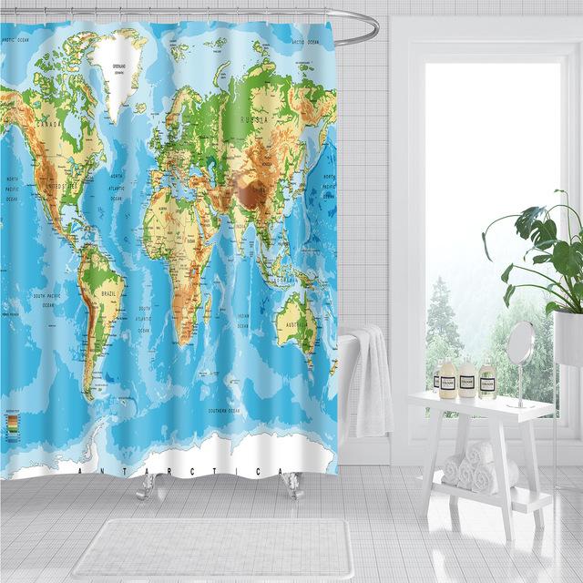 Edukacyjna zasłona prysznicowa mapa świata