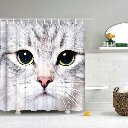 Zasłona prysznicowa z białym kotem