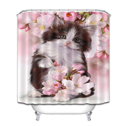 Urocza zasłona prysznicowa z małym kotkiem