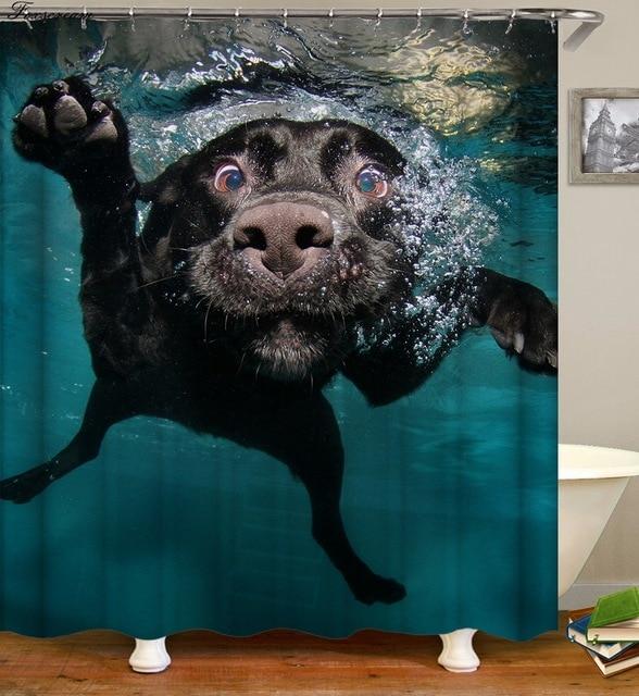Zasłona prysznicowa z pływającym psem