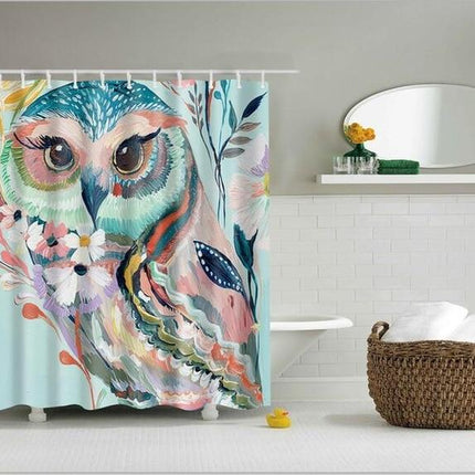 Zasłona prysznicowa sowa w stylu akwareli
