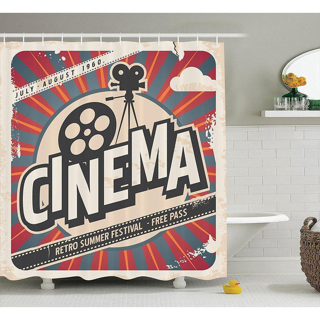 Zasłona prysznicowa w stylu retro kino