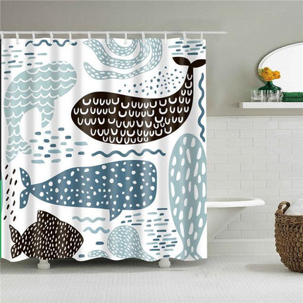 Zasłona prysznicowa w skandynawskie wieloryby