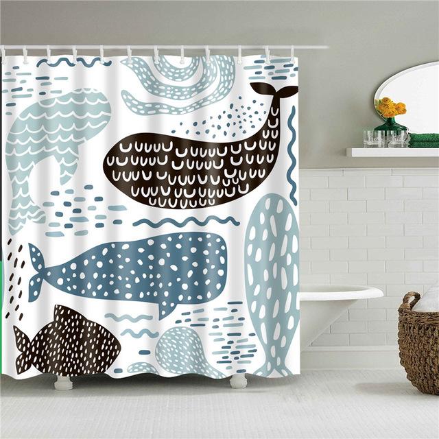 Zasłona prysznicowa w skandynawskie wieloryby