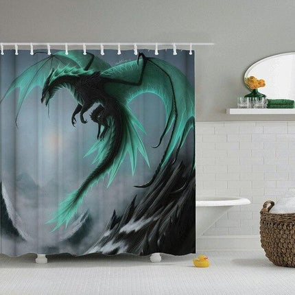 Zasłona prysznicowa z motywem smoka fantasy