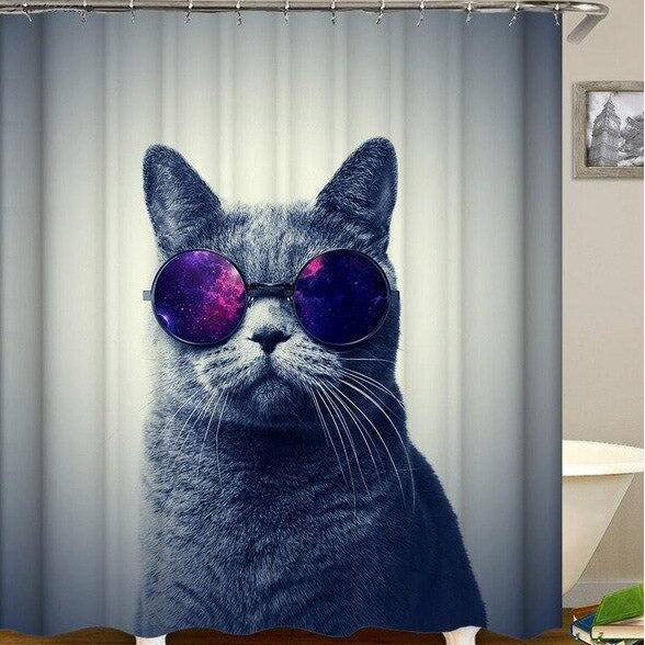 Zasłona prysznicowa ze śmiesznym kotem