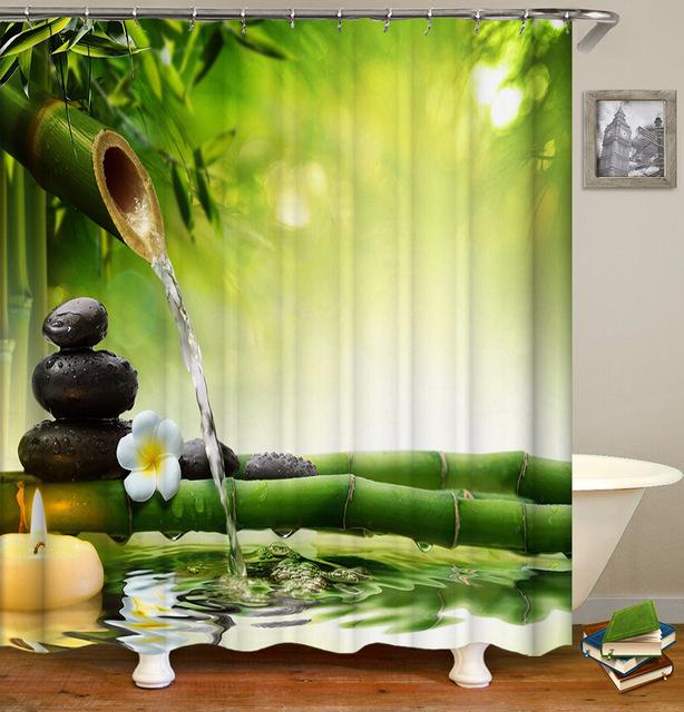 Zasłona prysznicowa z bambusem Feng Shui