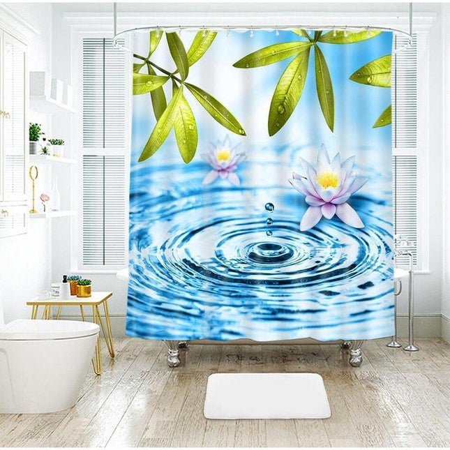 Zasłona prysznicowa kropla wody i lotos