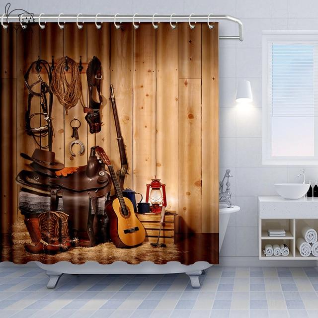 Zasłona prysznicowa z gitarą country