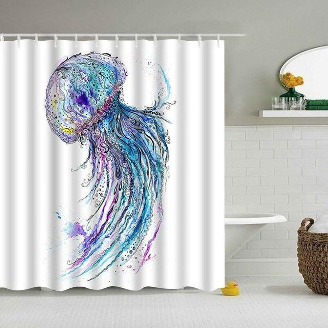 Zasłona prysznicowa z kolorową meduzą