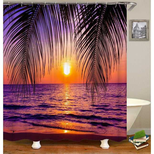 Zasłona prysznicowa zachód słońca nad morzem