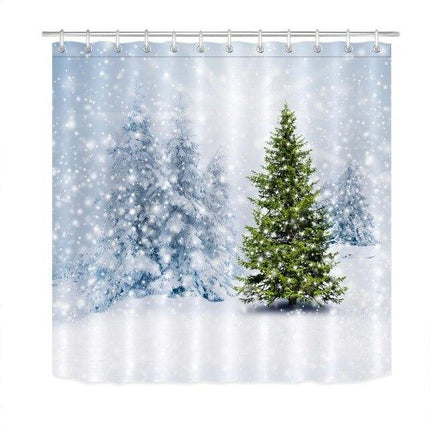 Zimowa zasłona prysznicowa ze śniegiem