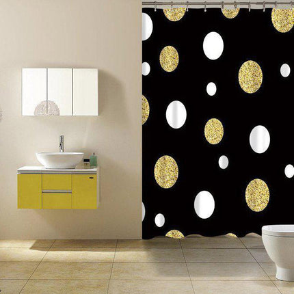 Czarna zasłona w złote kropki