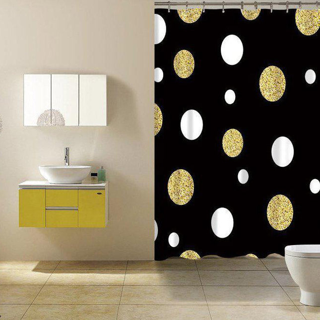 Czarna zasłona w złote kropki